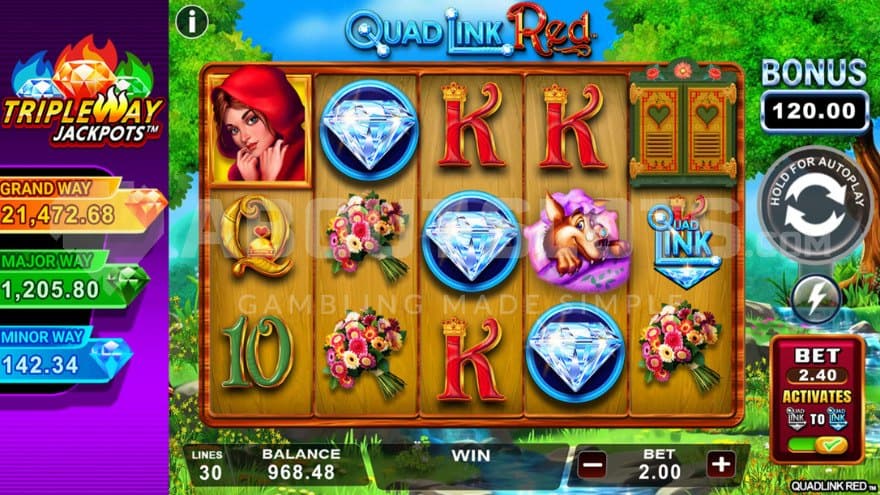 Jackpot on the left side of the screen