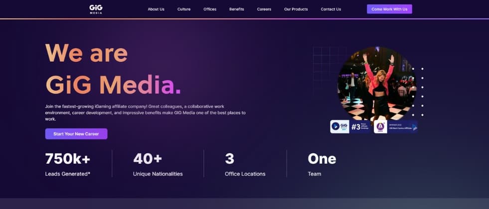 A screenshot of Gaming Innovation Group's homepage