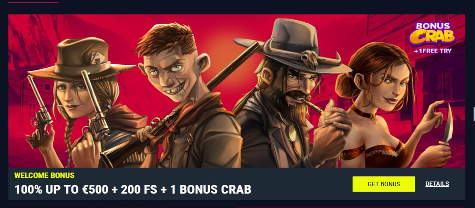 Rabona Casino promotions page with the casino welcome bonus offer banner  with animated characters