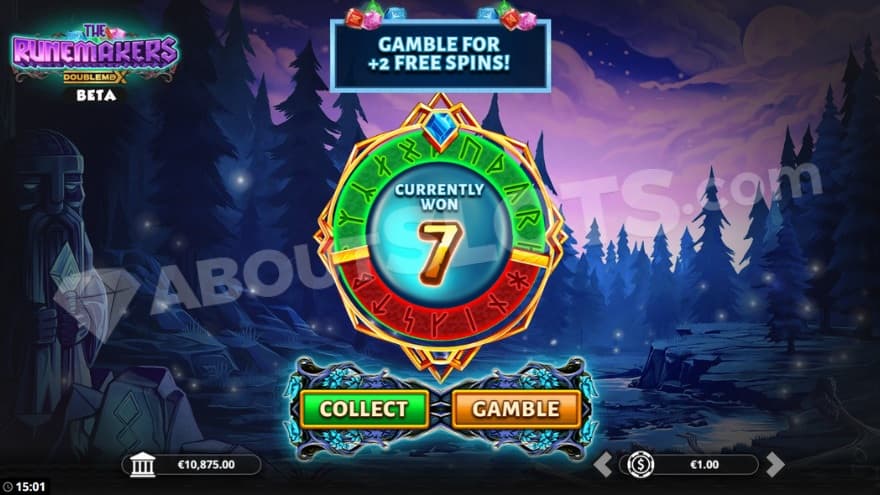 Gamble feature with a chance to get two extra free spins.