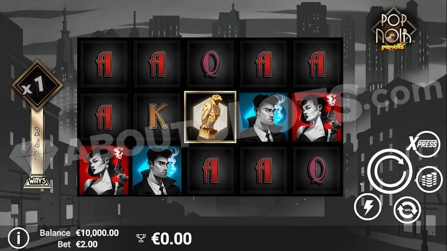 A casino slot on a black-and-white background.