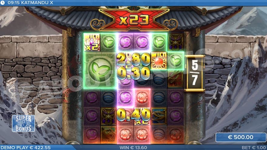 Three winning combinations on the fifth free spins of 7.