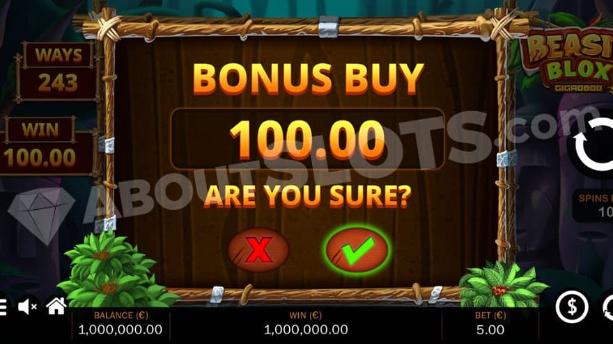 A menu offering the Free Spins for 100X the bet.