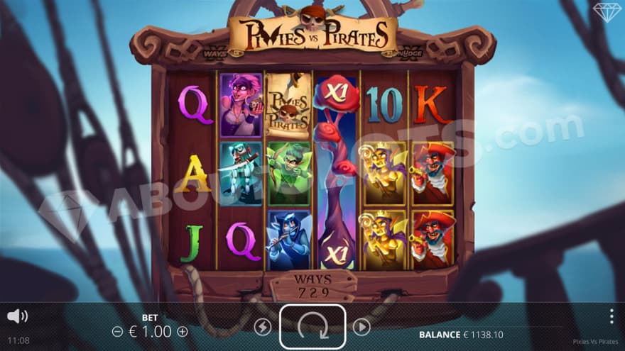 Base game with a ship's wheel above the reels.