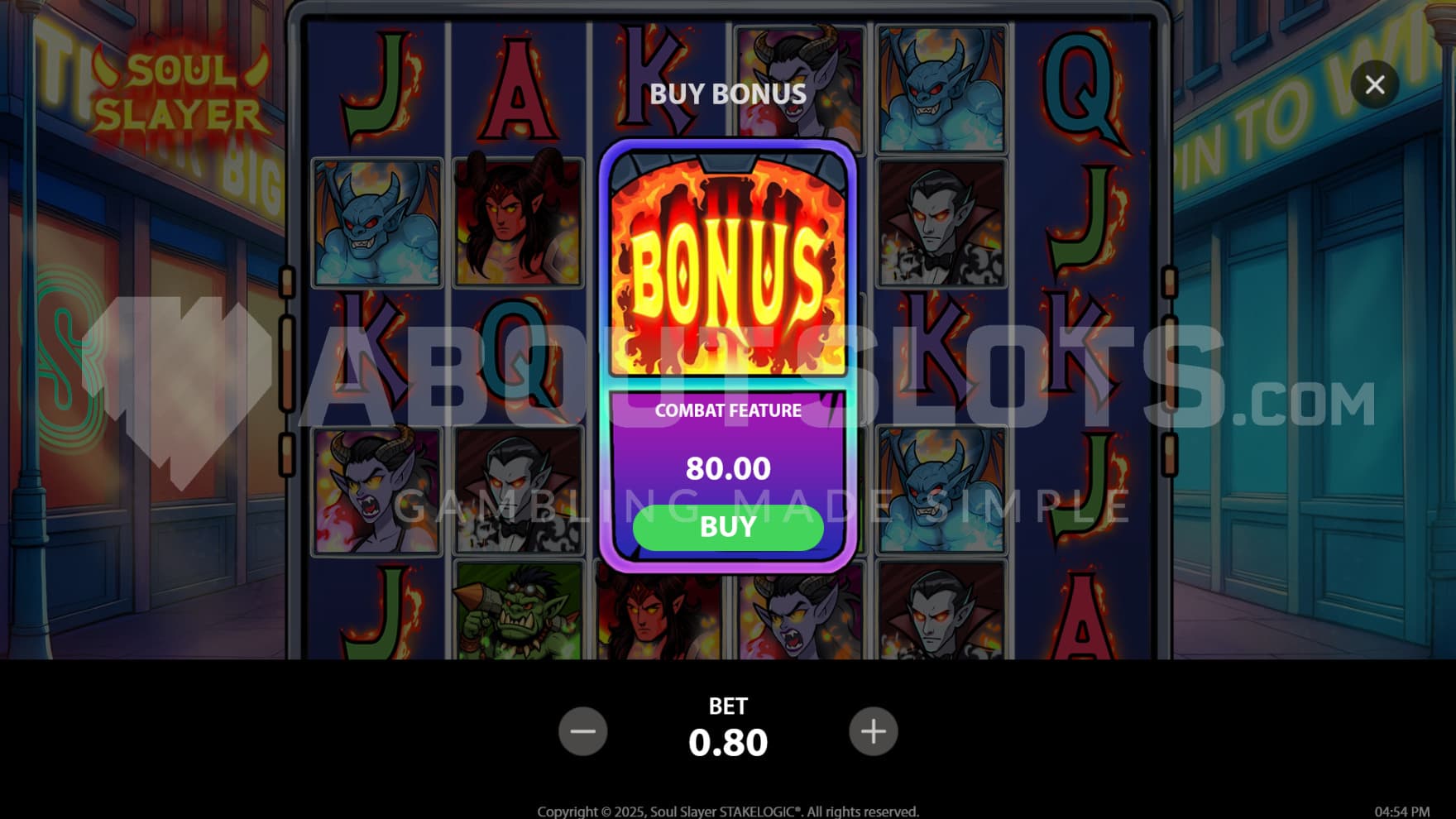 There is one Feature Buy option, letting you instantly enter the Combat bonus game