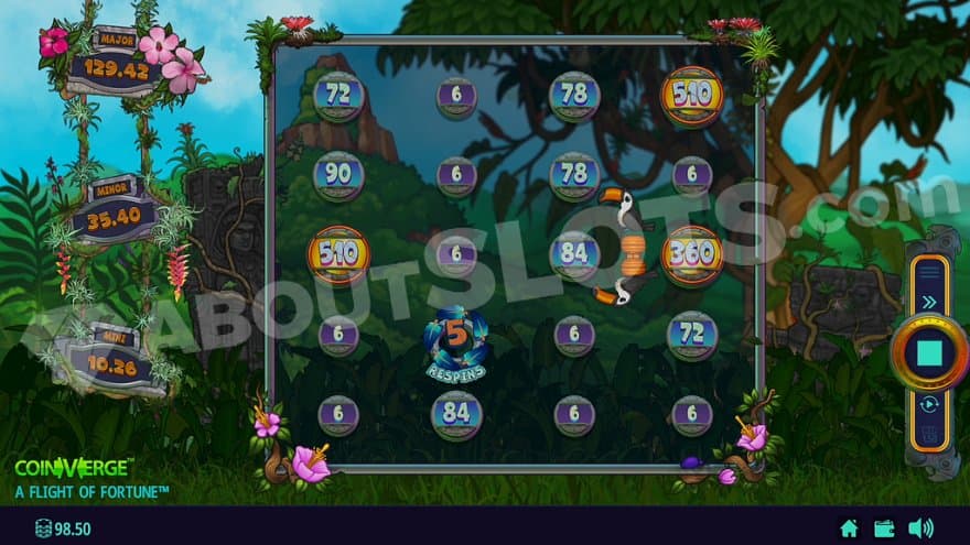 A casino slot in an exotic forest. 