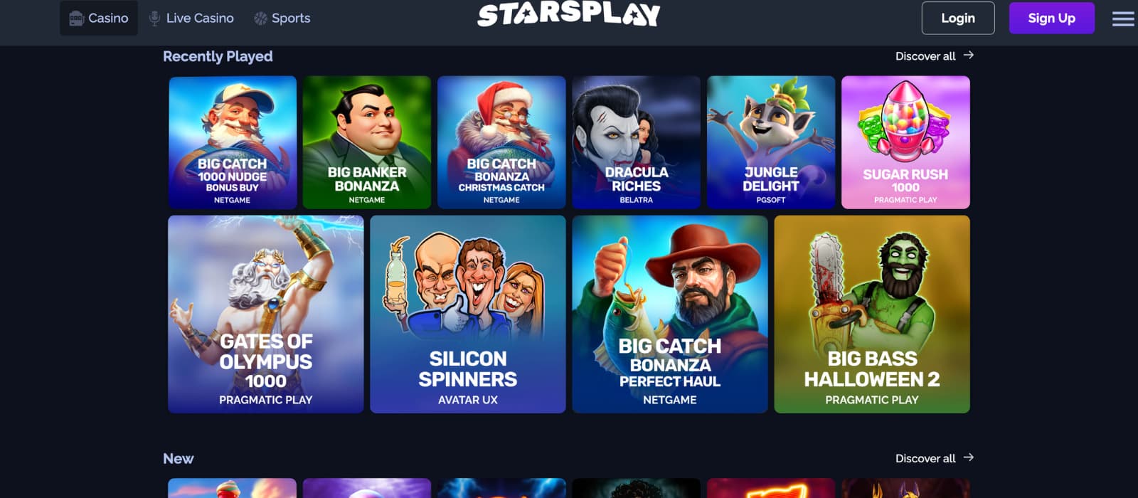 StarsPlay Casino promotions page displaying the welcome bonus, deposit offers, and refer-a-friend promotion.