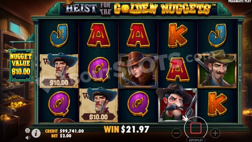 Free Spins bonus game with two special money symbols on the reels.