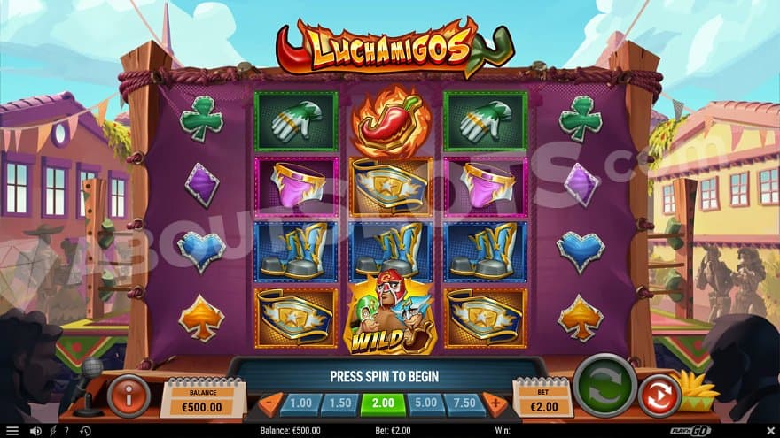 Five reels in a wrestling ring in a Mexican square.