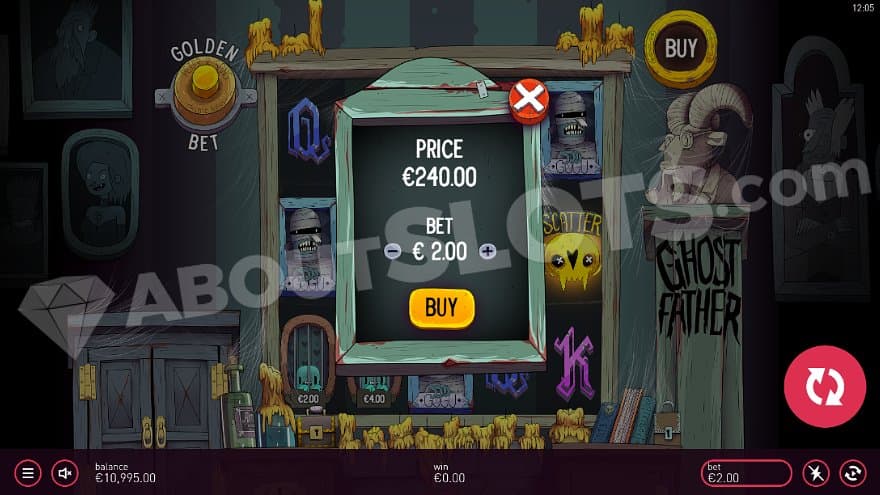 A menu offering the free spins for 120X the bet. 