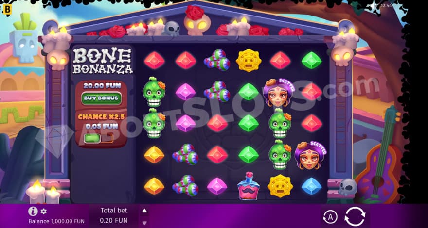 Base game where you can see a colorful background with Mexican things.