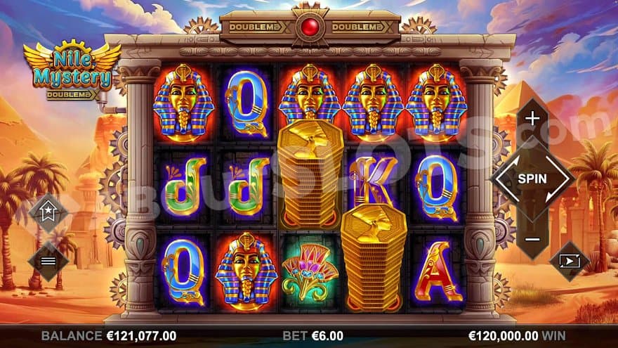 A casino slot in an Egyptian setting.
