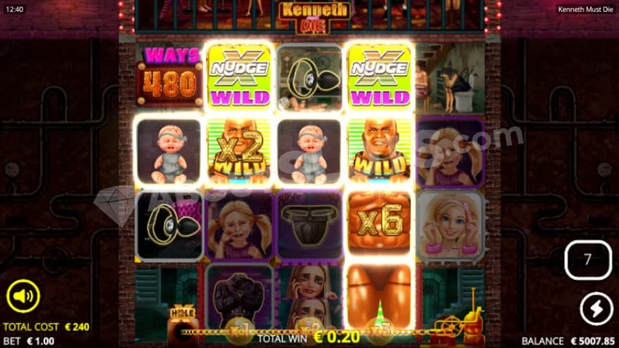 Beefier Spins bonus game with two xNudge wilds on the reels.