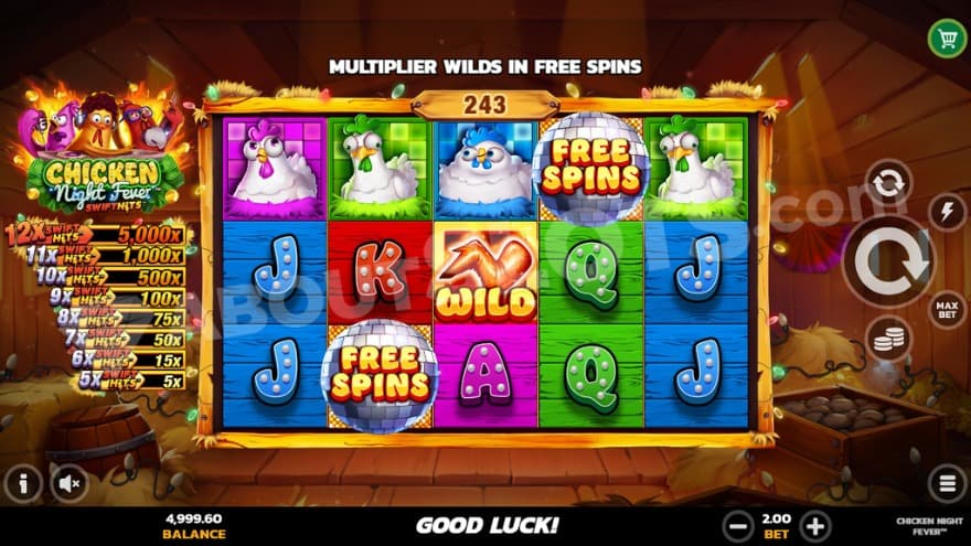 Base game where you can see the different Swifthits prizes to the left.