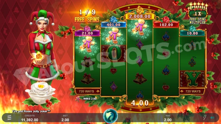 Free Spins bonus game feature with a current 1X multiplier.