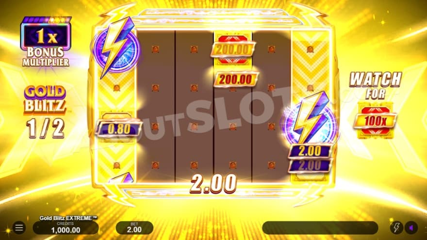 Gold Blitz feature with a 1X bonus multiplier.