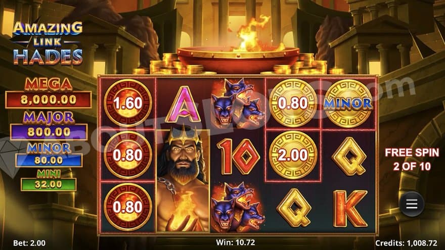 Spin 2 of 10 in the free spins.