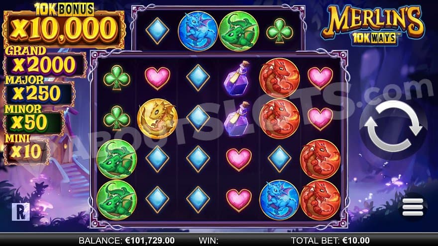 A casino slot with dragon and royal symbols. 