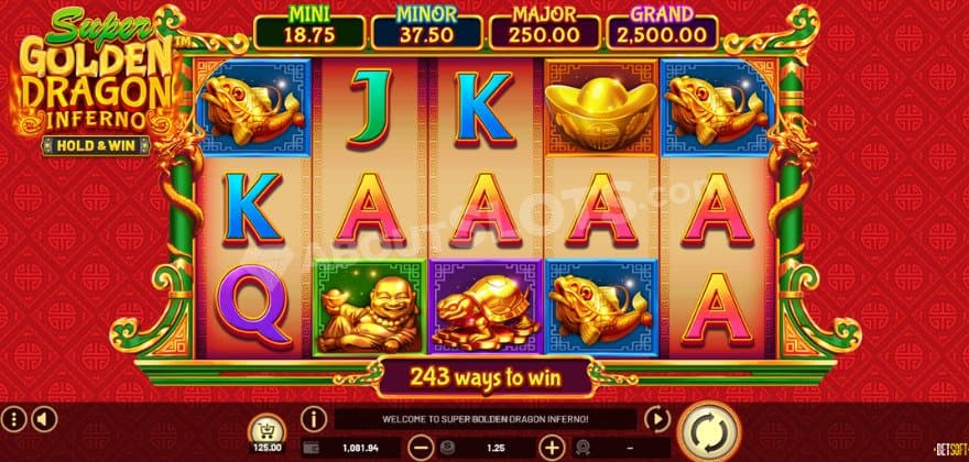 Base game where you can see Jackpots above the reels.