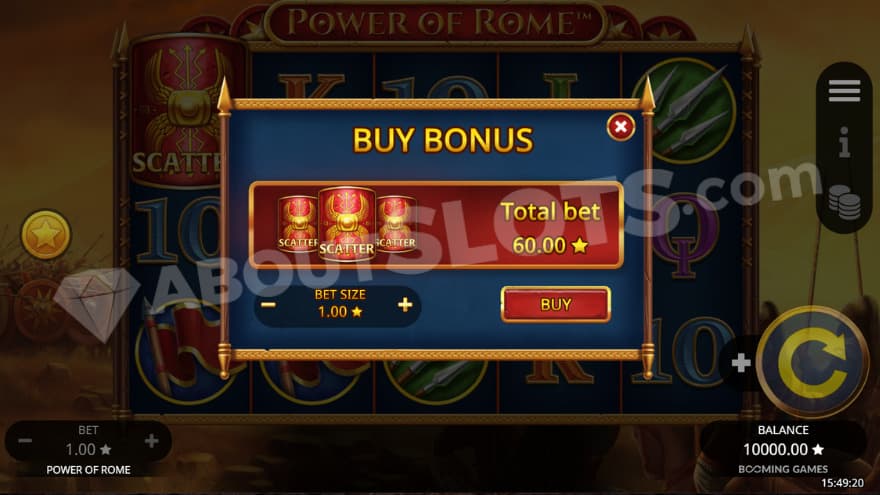 Bonus Buy feature with one option to choose from.