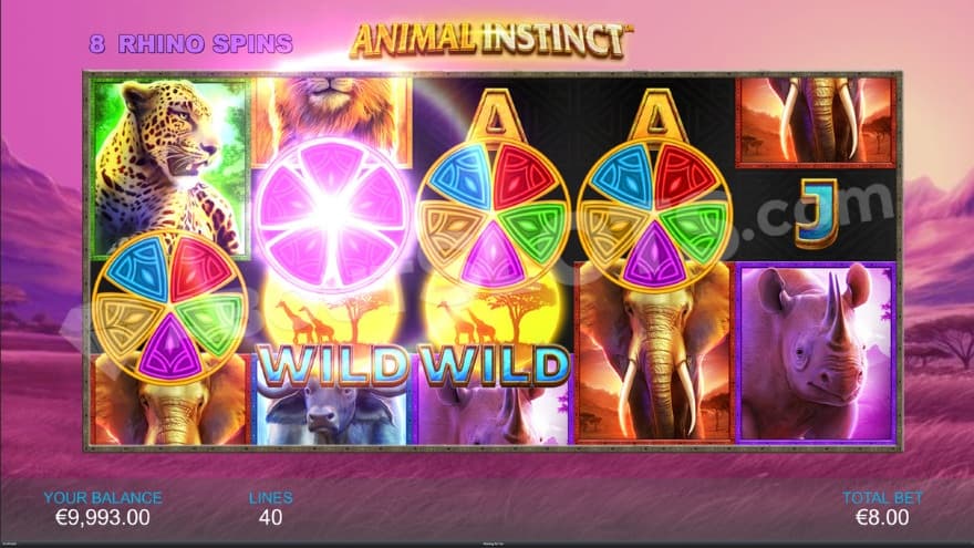 Animal Free Games feature with wild symbols on the reels.