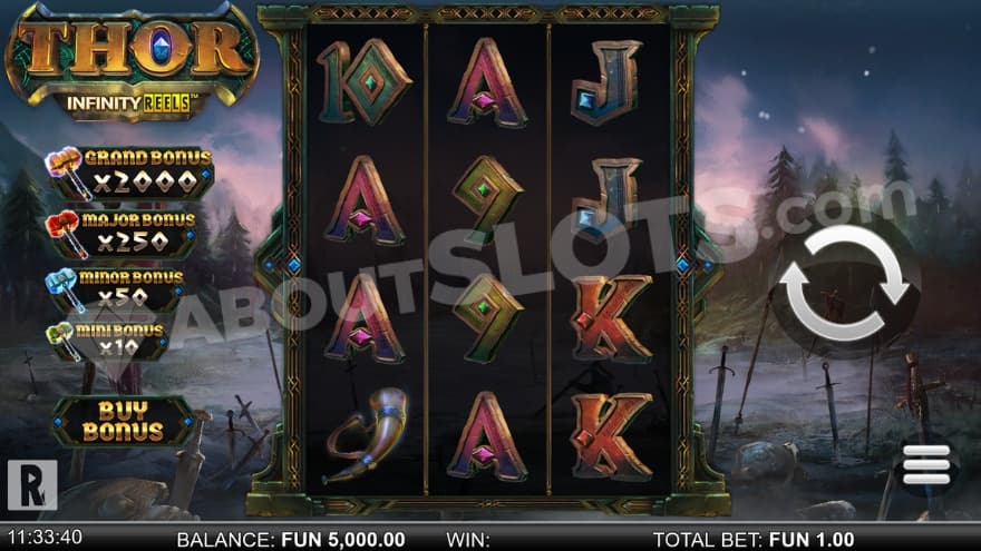 Base game with Jackpots being presented on the left.
