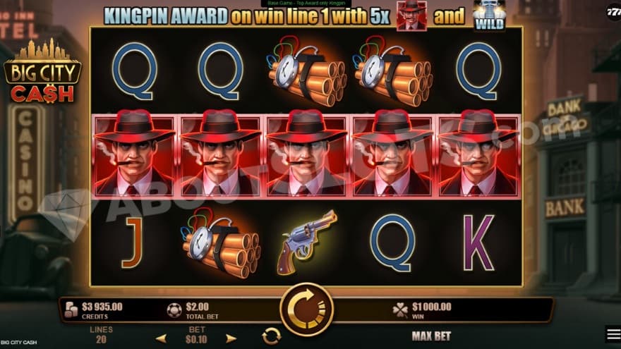 Kingpin feature with a full winning line.