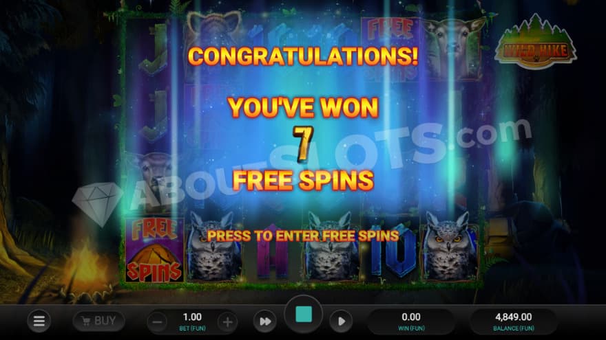 Intro to the free spins where 7 free spins have been won.
