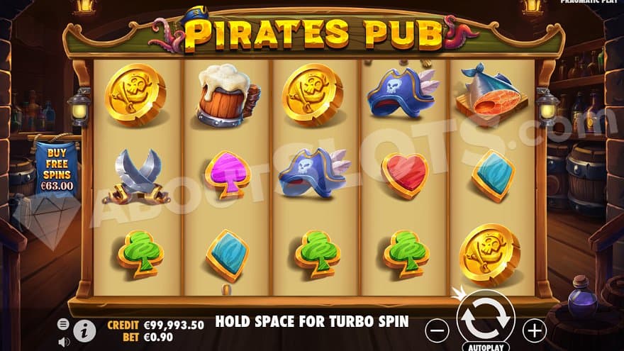 Five reels inside a pirate ship.