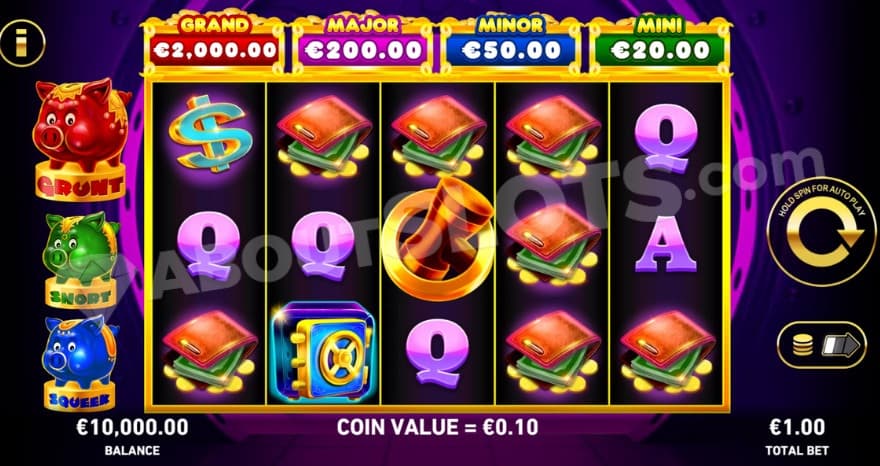 Base game where you can see the four Jackpots above the reels.