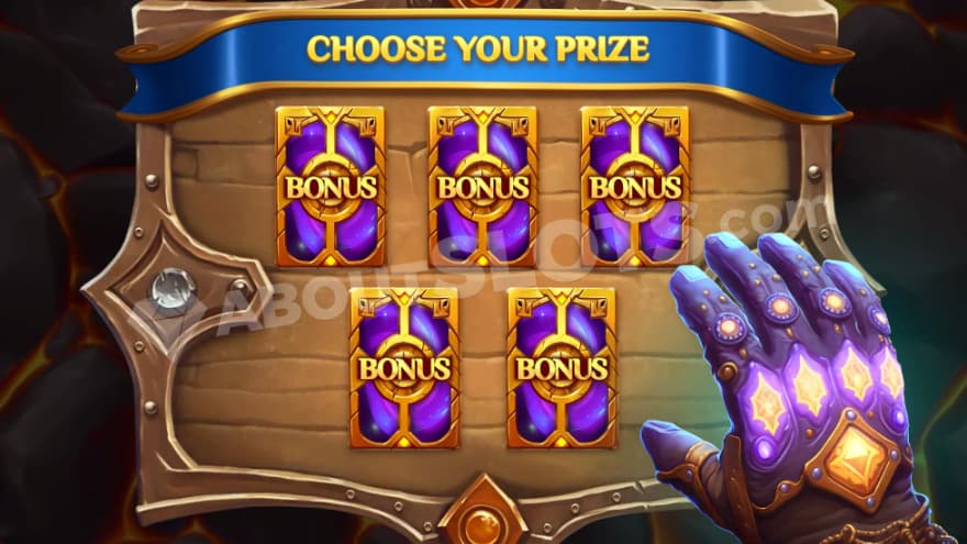 Bonus game where you can choose between five cards.
