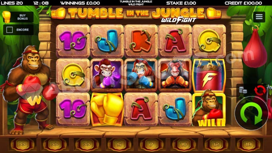 Base game with a gorilla on the left of the reels.