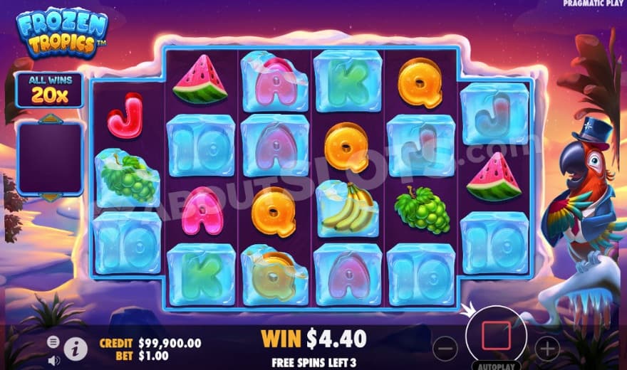 Free Spins bonus game with a 20X total win multiplier.