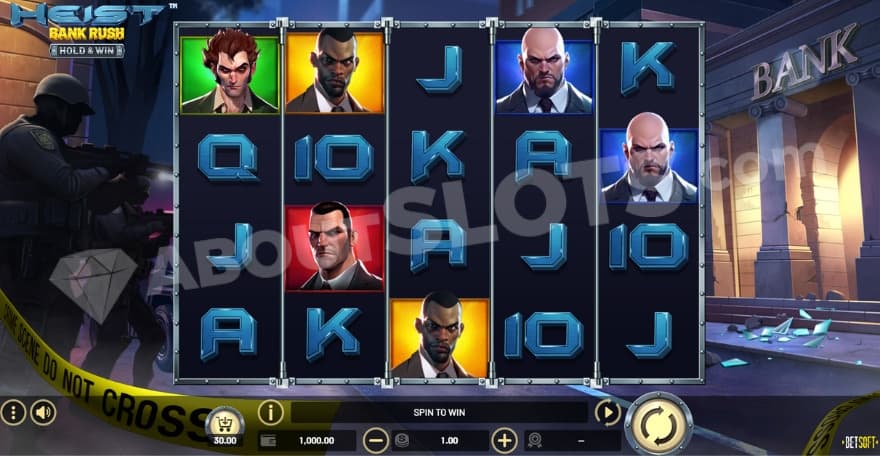 Base game with various robbers on the screen.