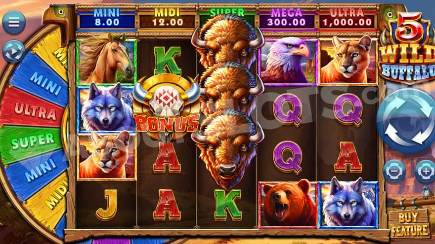 A casino slot with wild animals. 