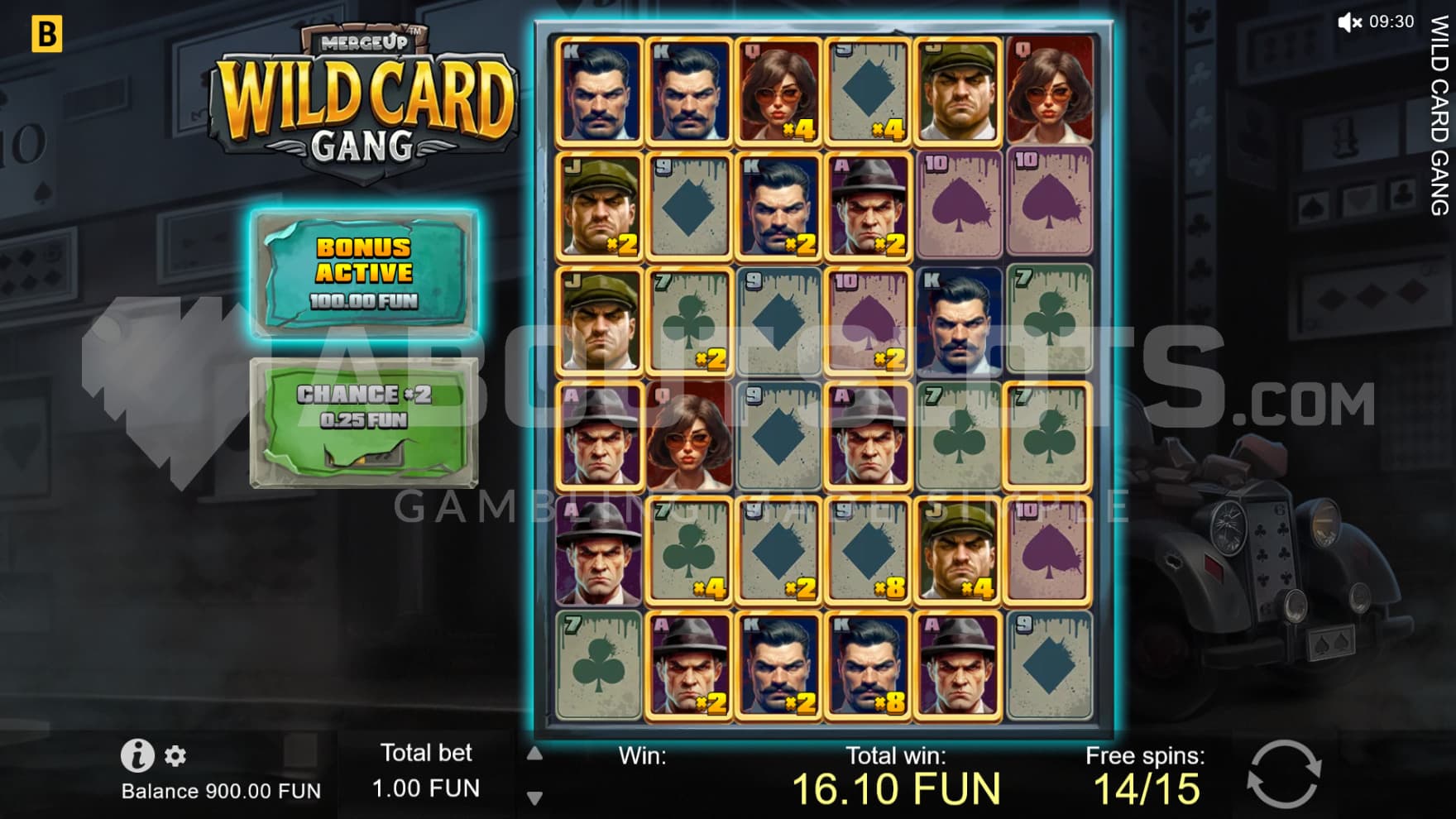 The Free Spins feature is active with multiple golden marked positions