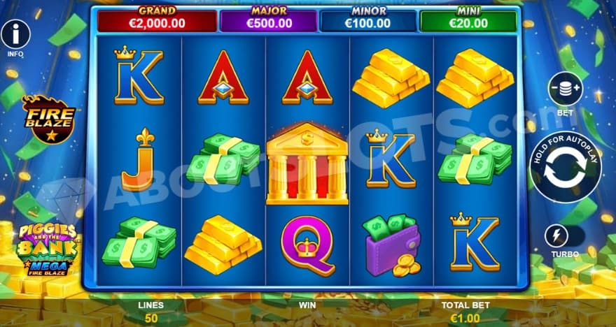 Base game where you can see the jackpots above the reels.