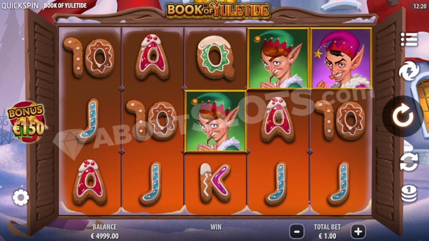Base game where you can see elves and gingerbreads on the reels.