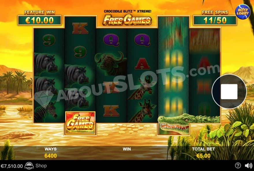 Bonus game where you can see a crocodile on the reels.