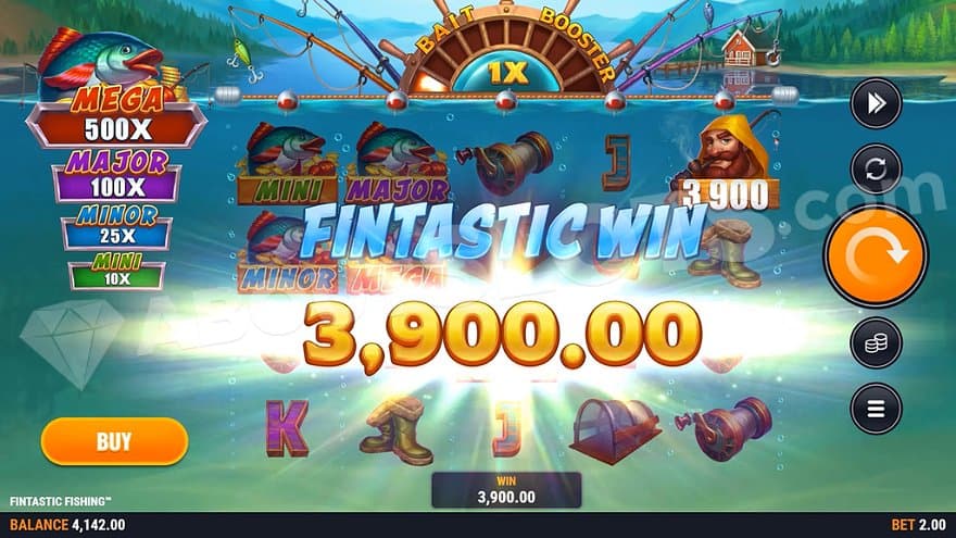 A win of 1,950X the bet.