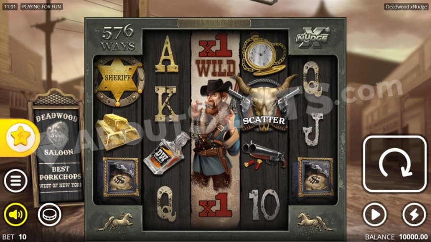 A screenshot of the base game view in Deadwood.