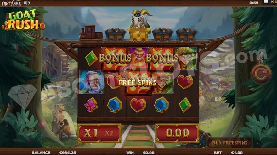 3 Scatter Symbols have landed on reels 2, 3, and 4, triggering the free spins.