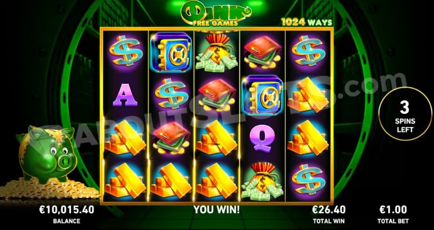 Green Coin feature with a green pig to the left.