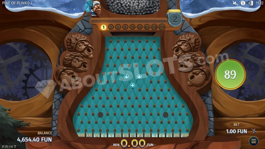 Plinko bonus game with 90 clicks available.