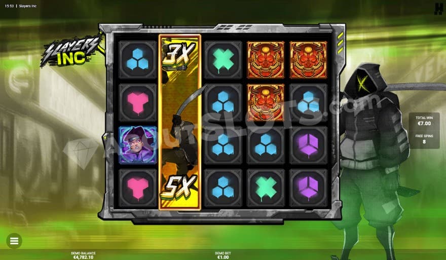 Rise of the syndicate bonus game with a DuelReel on the second reel.