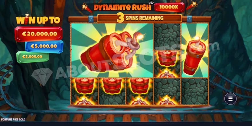 Free Spins feature with the Dynamite Rush activated.