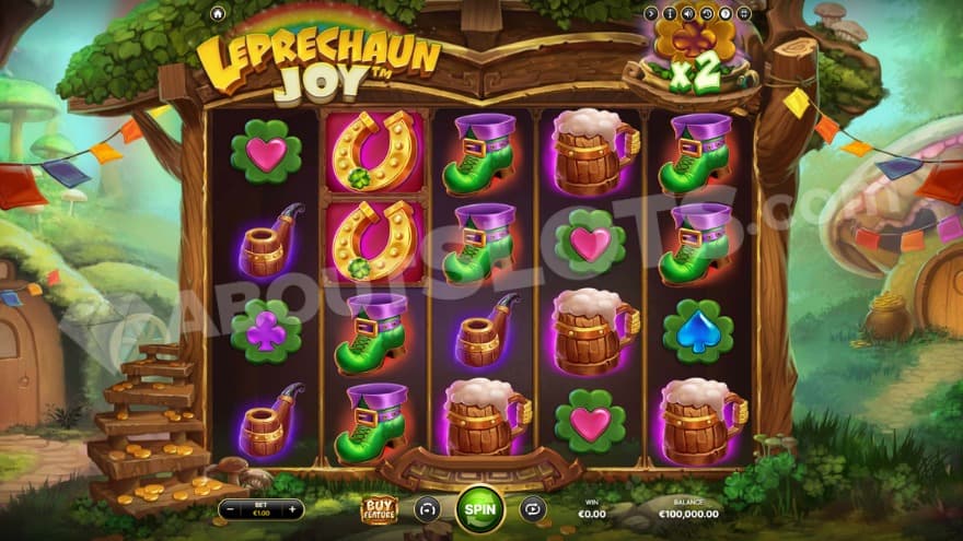 Base game with a leprechaun village in the background.