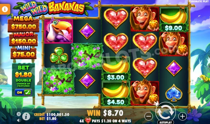 Money Collect feature being active and collection 3 money symbols.