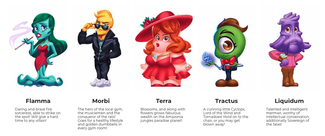 A group of cartoon charactersDescription automatically generated with low confidence