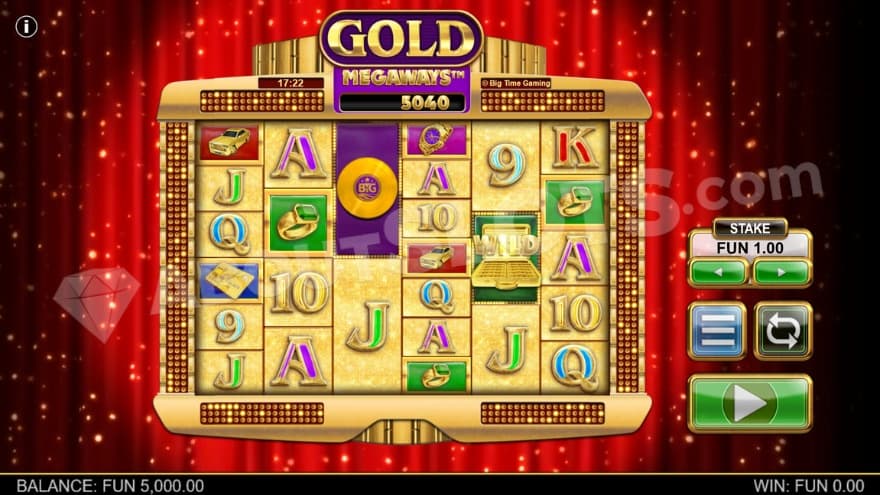 Base game with the current Megaways of 5040 being showed above the reels.